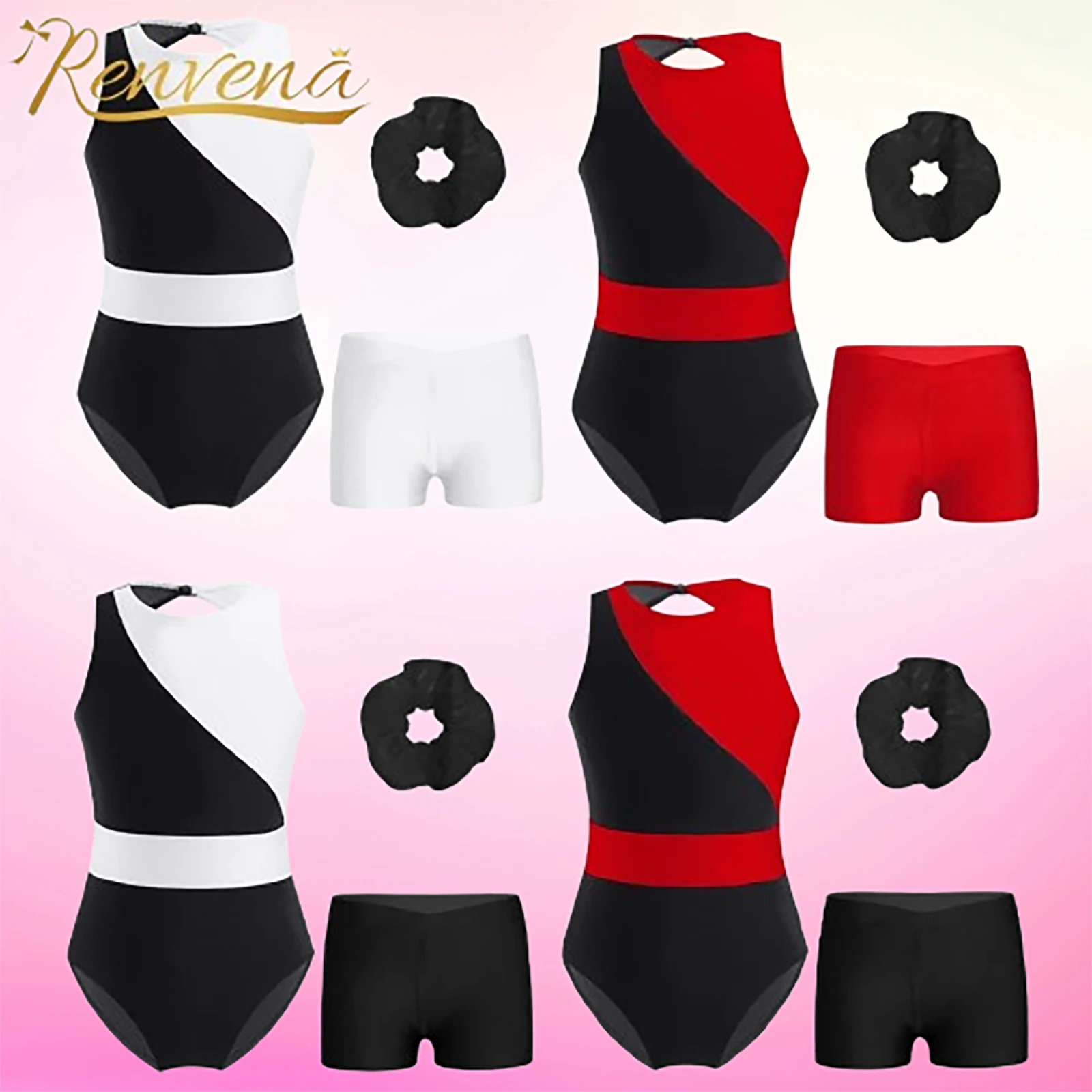 

Ballet Dance Outfit for Girl Leotard with Shorts Children Yoga Gymnastics Jumpsuit Suits Teens Girls Skating Bodysuit Sets