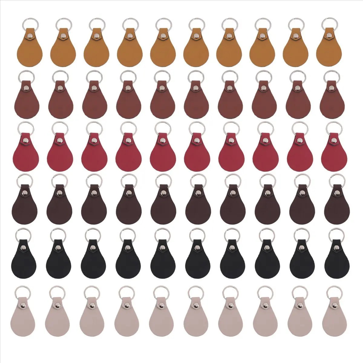 DT38 60 Pcs Pu Leather Key Fob Kit Leather Key Fobs Blanks with Rivets and Key Rings Leather Keychain for DIY Laser Engraving