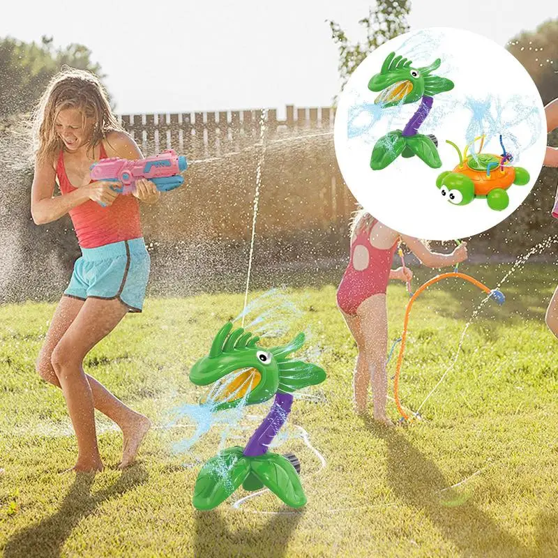 Kids Sprinklers For Yard Turtle Cannibal Flower Rotating Kids Sprinkler Toy Outdoor Garden Pool Play Toy For Splashing Fun