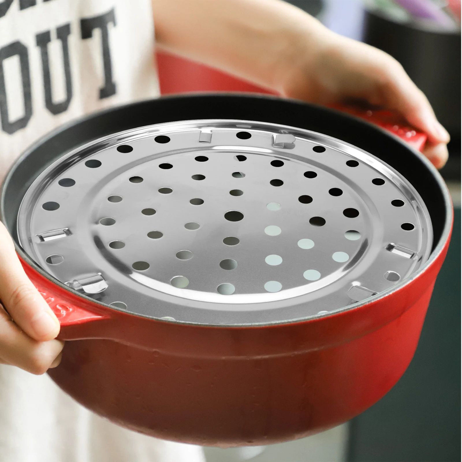 

Stainless Steel Medium Three-Legged Round Steamer Rack Stand for Kitchen Cooking Pots Pans Steaming Baking Roasting Essential