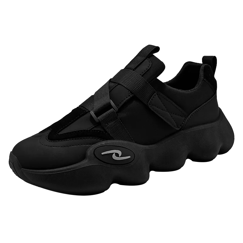 VIPOL Breathable men's running shoes, sports magic tape shoes, comfortable rubber sole Velcro thick-soled casual shoes