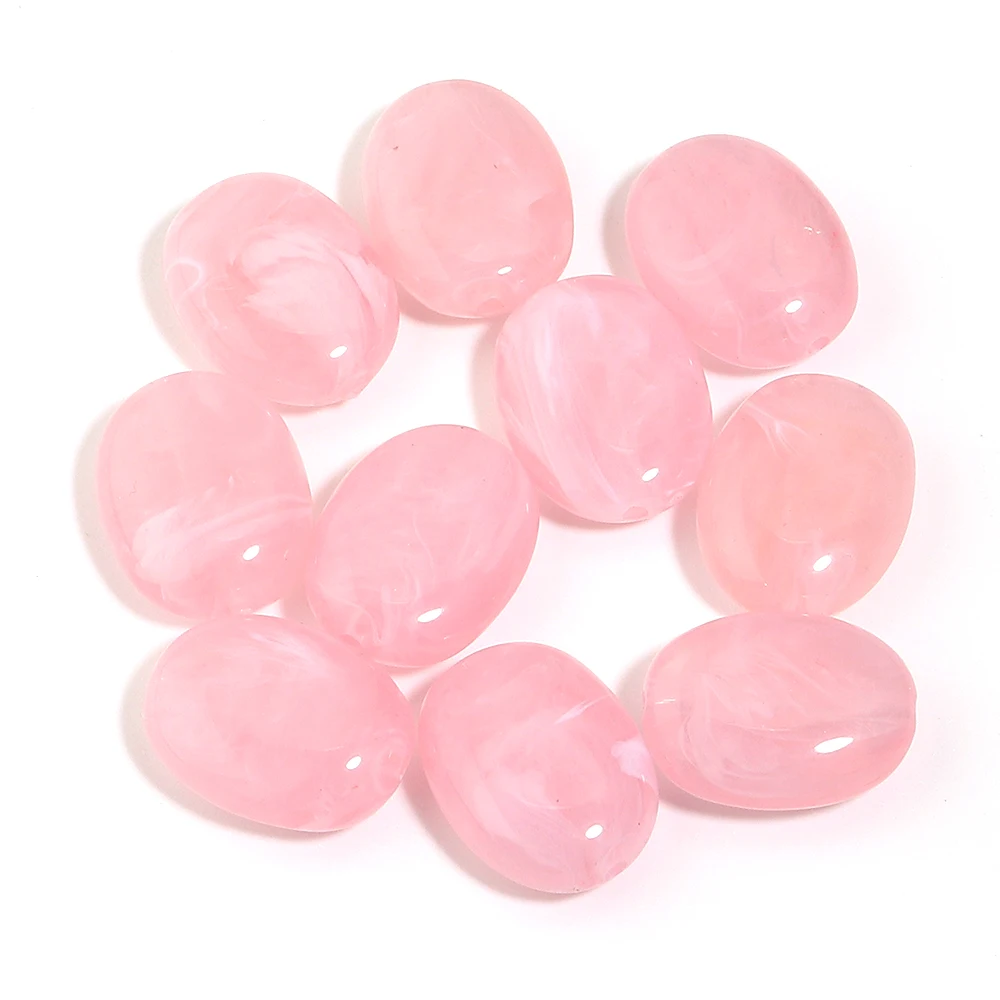 20 stuks 15x19mm Dubbele Kleur Ovale Acryl Kralen Imitatie Jade Steen Losse Spacer Kralen Voor Sieraden Maken DIY Armband ketting
