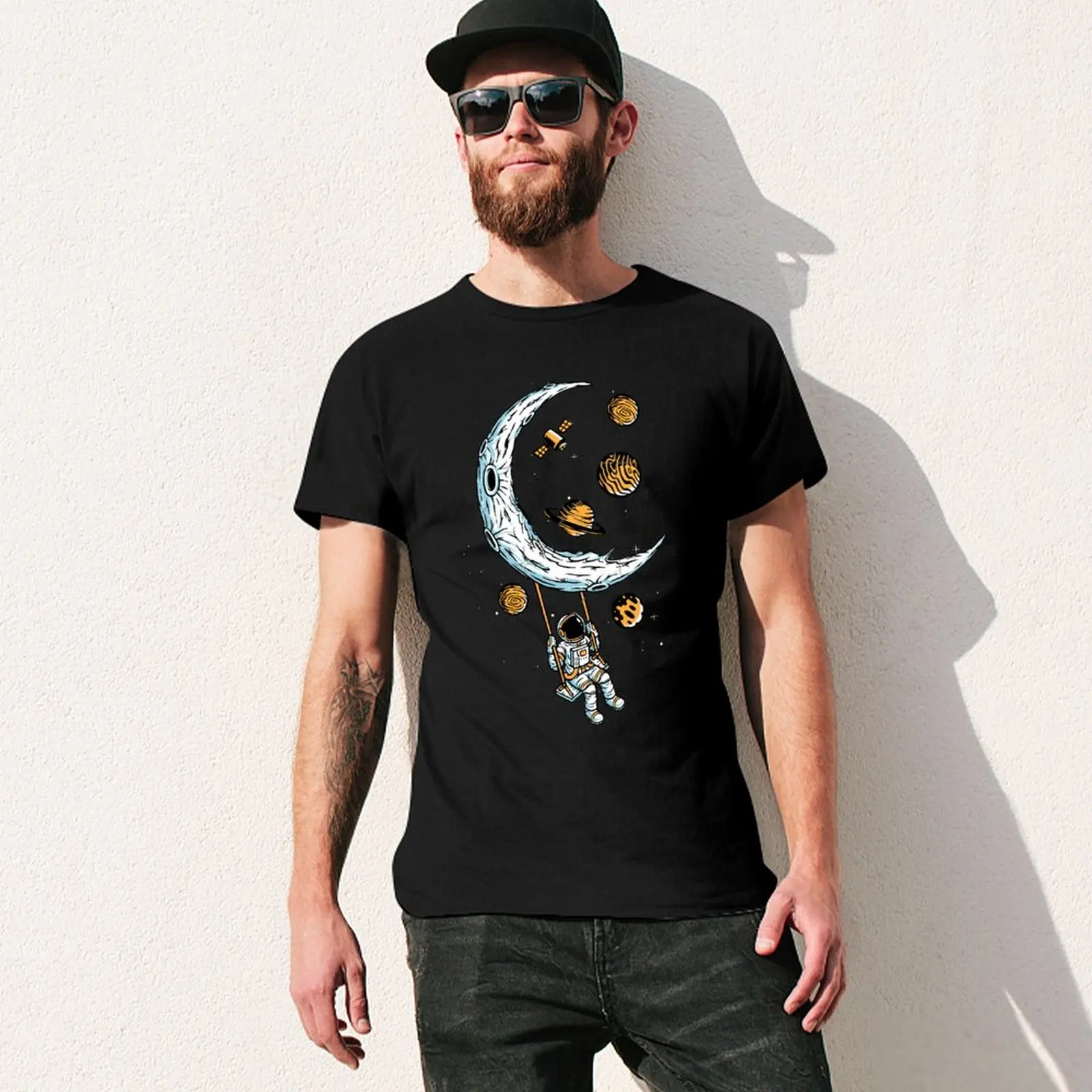 Round Neck Adult Moon Travel The Clockwork Menagerie (Teal) 3 T-shirts Casual Graphic Sarcastic Top Quality T-shirts Travel USA