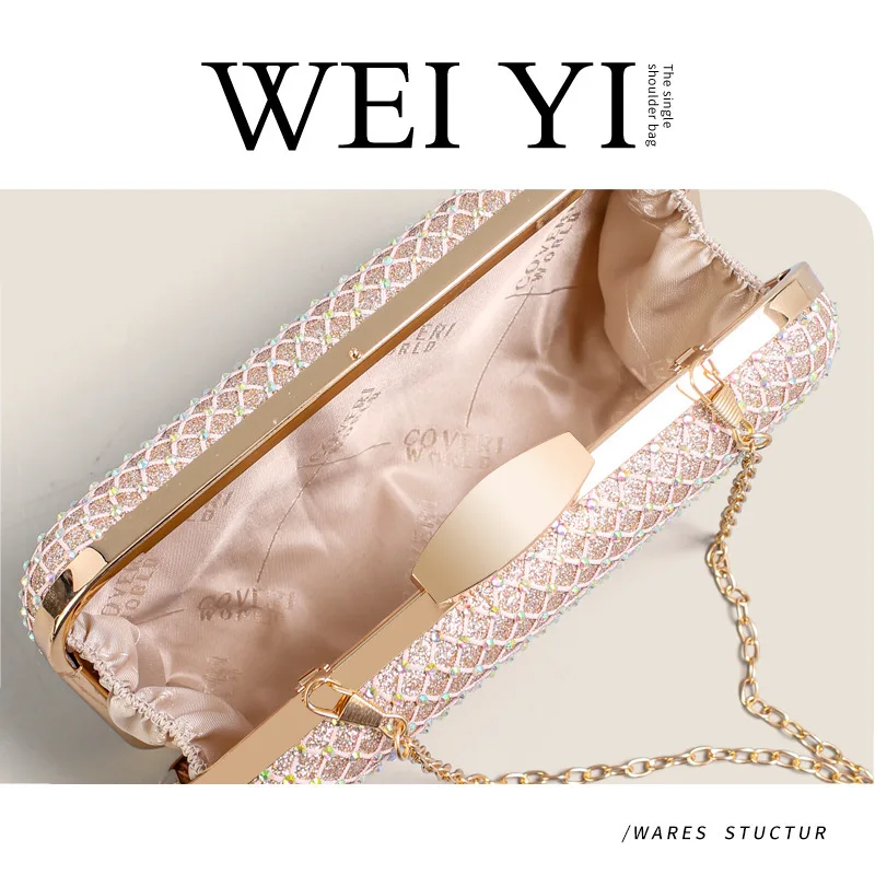 

iny Evening Handbag Pu Leather Lady's Handbag Faionable And Ele Crossbody Bag for Women Magnetic Clasp Closure Polyes...