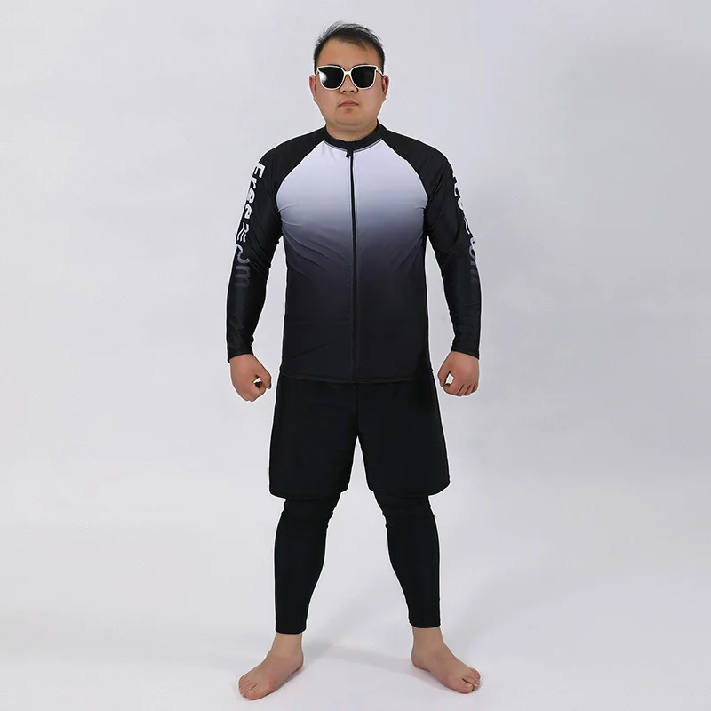 Swimsuit Plus Size For Men 3 Piece Swimwear Long Sleeve Long Pants Zip Front Swimming Suit Rash Guard Surf Bathing Suit 9XL