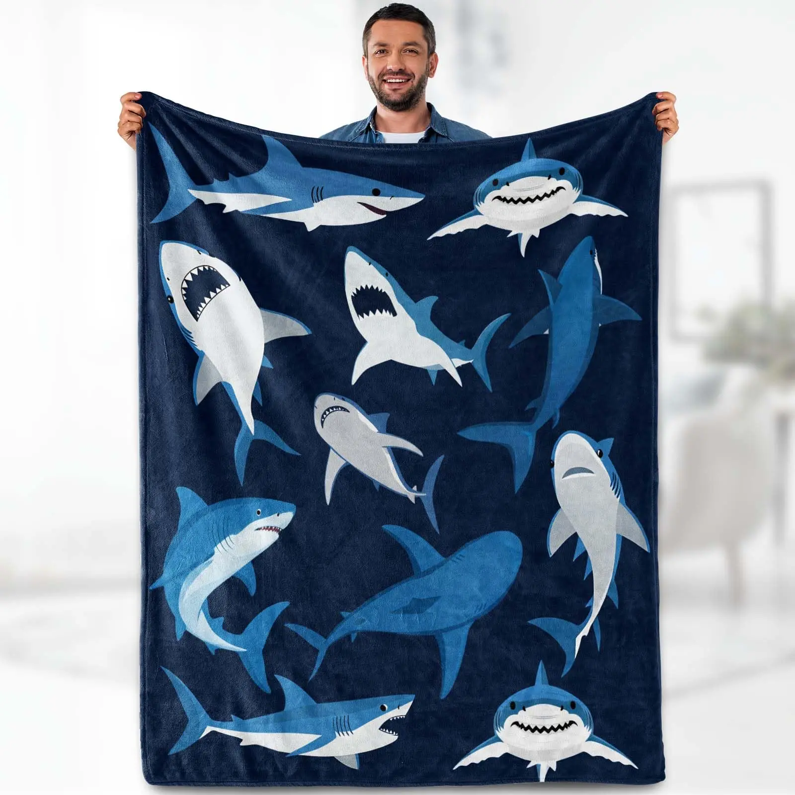Shark Blanket Soft Warm Lightweight and Comfortable Blanket Suitable for Sofa Beds and Living Room Decor for Children and Boys