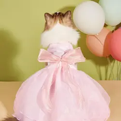 Pet Clothes Dog Wedding Dress Prom Party Princess Dresses for Small Dogs Luxury Dog Clothes Puppy Cat Costume White Pink