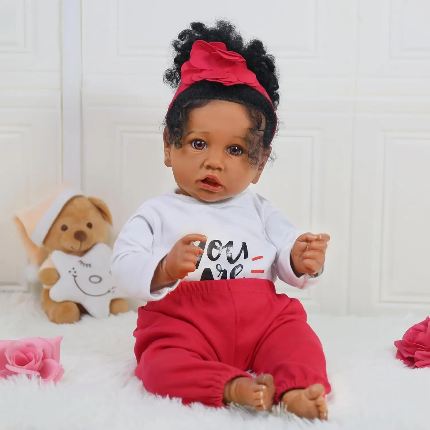 

Black Reborn Baby Doll Girl, 20 inch African American Reborn Baby Doll with Soft Body, Best Gift for Kids Age 3+