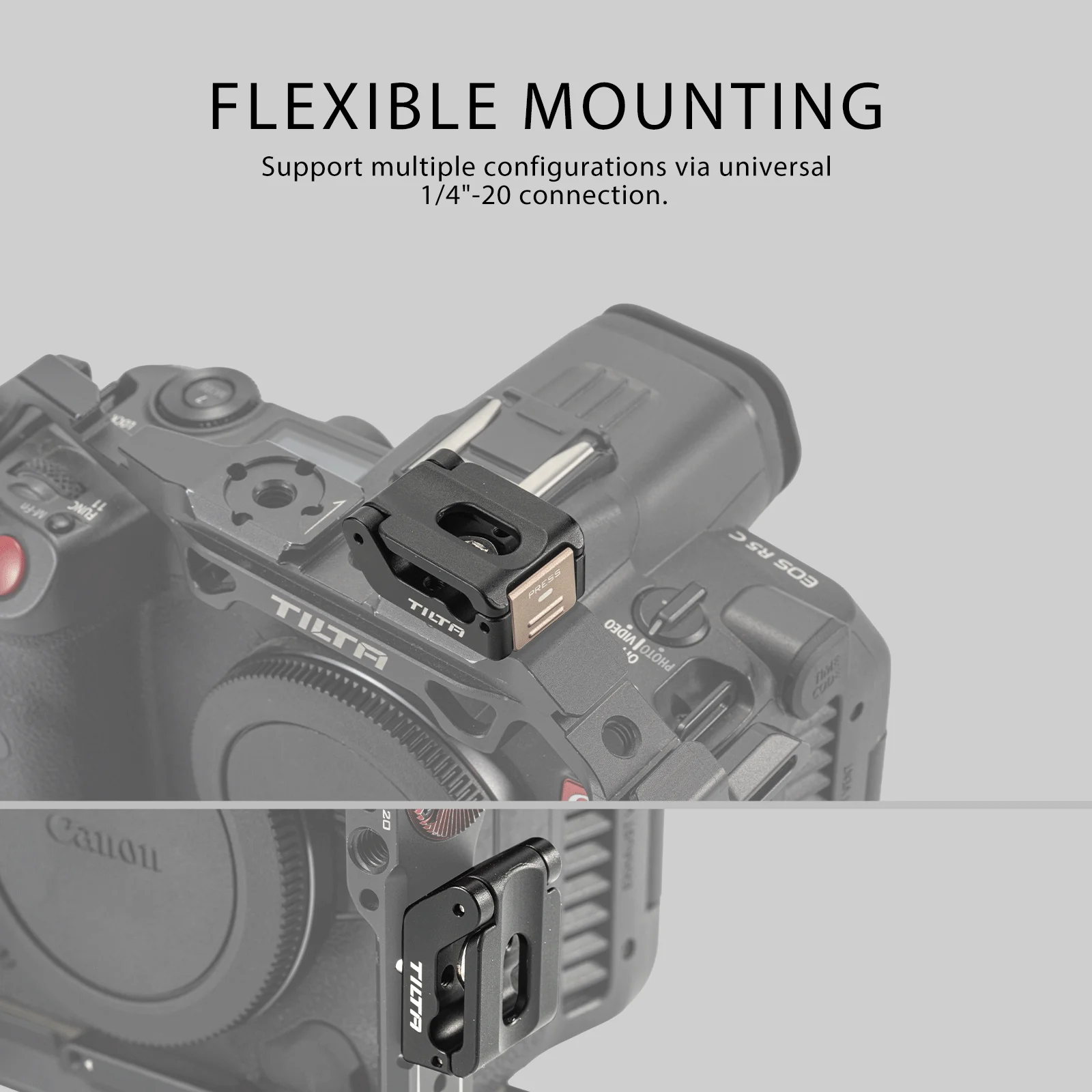 TILTA-Mini Universal Cable Clamp, Adaptar via 1/4 "-20 Parafuso, Compatível com a maioria das gaiolas, TA-UCC-P-B, TA-UCC-P-B, Mercado, Mercado
