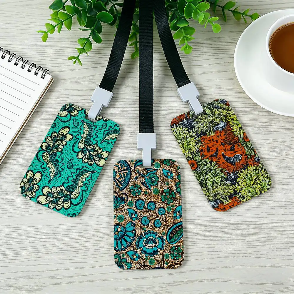 Fashion V-Vlisco Pocket Credit ID Card Badge Tag Bus Card Holder Pass Case With Neck Strap Lanyard