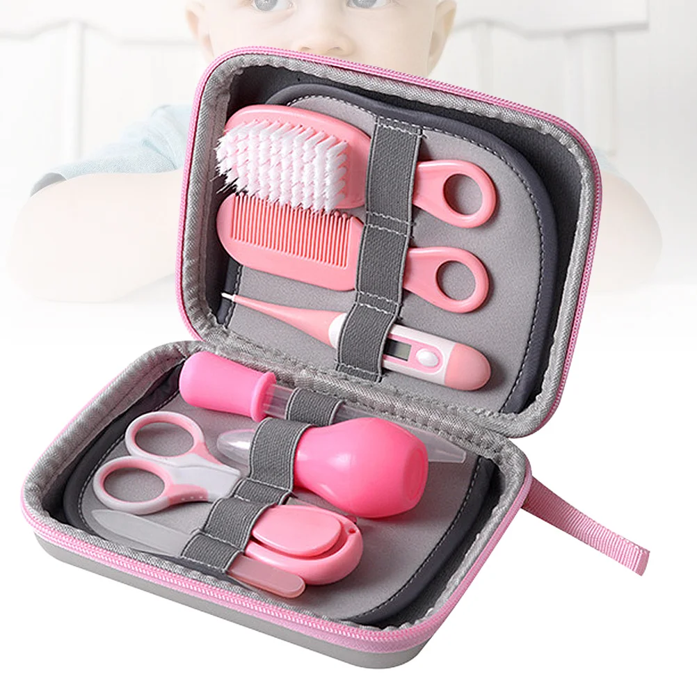 

8 in 1 Newborn Care Kit Essential Baby Nail Trimmer Set Includes File Tweezer Brush Comb Feeder Thermometer Aspirator