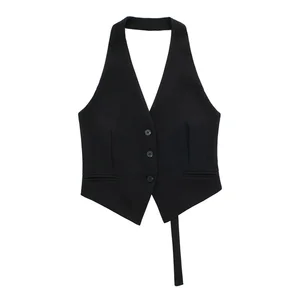 Traf-cut clippinless no-shoulder, black, white, no back, V-neckline, short jackets, summer vest, fashion 8 Main White Vest Sales - №5