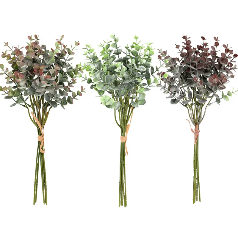 6 Zweig 36 Köpfe Eukalyptusblatt Künstliche Pflanzen Blumenstrauß für Wohnzimmer Dekoration Braut Hochzeit Vasen Blumen Blumenstrauß Dekor – Detail 11