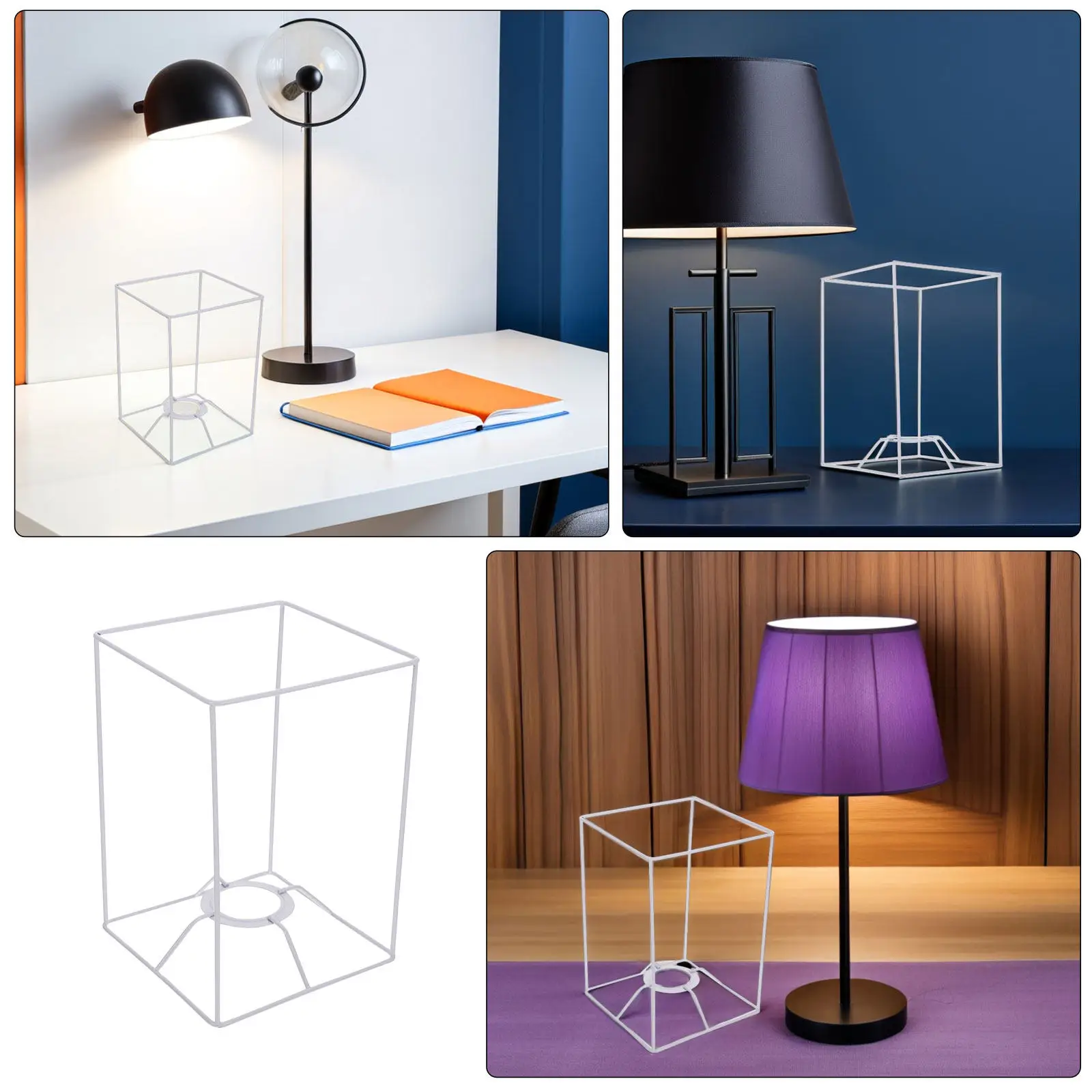 2Pcs Lampshade Frame Iron Wire DIY Lampshade Holder Ceiling Pendant Hanging Lamp Shade Frame Table Lamp Shade Ring