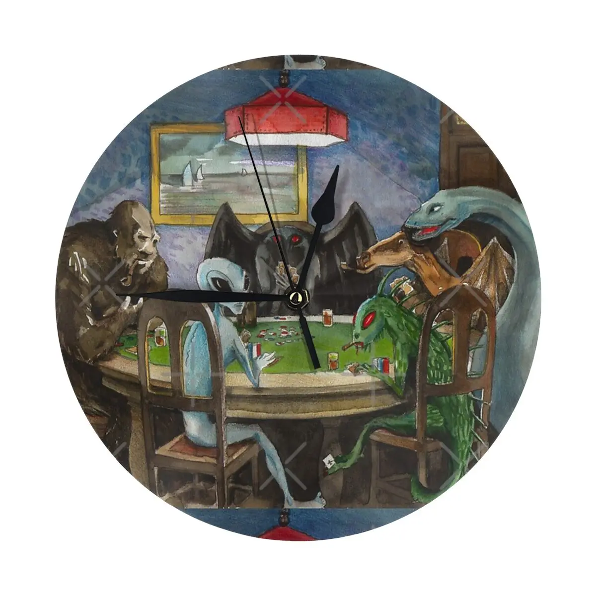 ポーカーをプレイするクリプティッド壁時計部屋の装飾時計壁時計