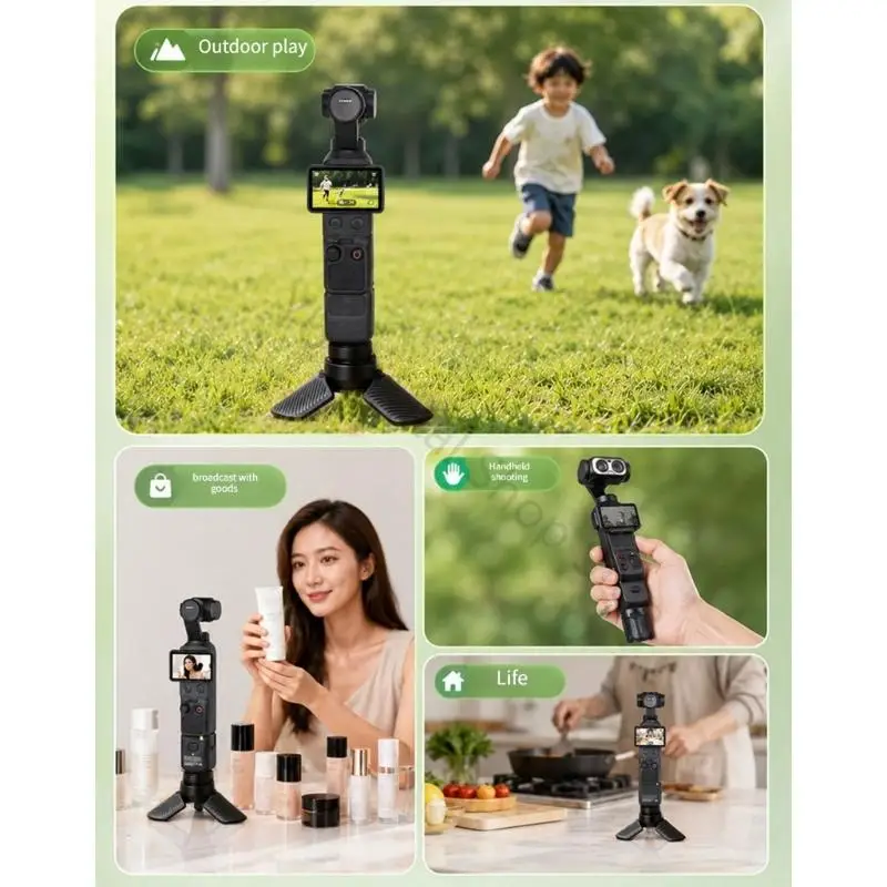96BA Schreibtisch-Videokamera-Ständer, Selfie-Stick für Action-Kameras mit klappbaren Beinen, Mini-1/4-Zoll-Schraubhalterung für – Detail 8