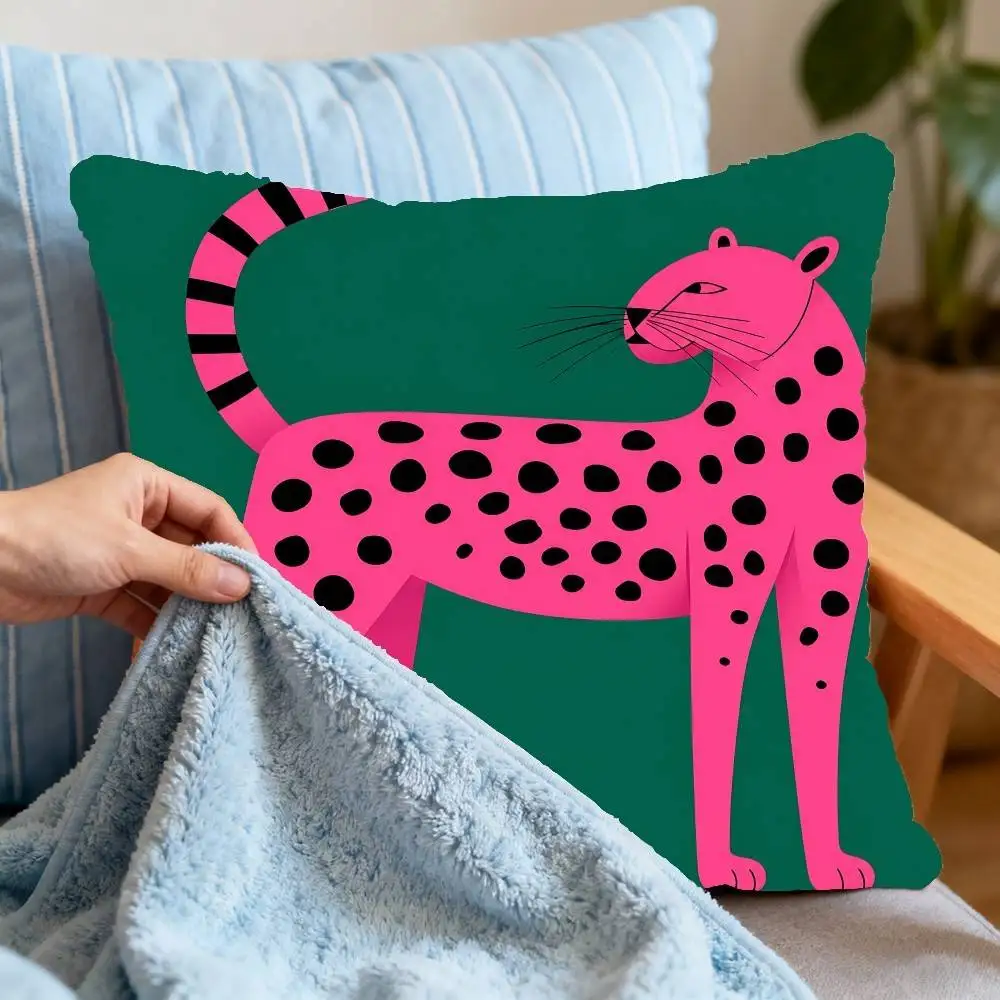 Ins Dopamine Leopard Pillow Case Throw Pillow Cover Nordic Vintage Style Cushion Covers Home Living Room Sofa Couch Seat Decor
