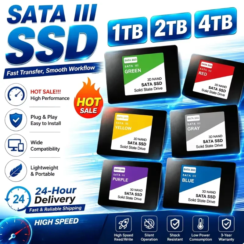 SATA III Hard Drive SSD Large Storage Capacity Hard Drive Disk 4TB 2TB 1TB Internal Solid State Drive for Laptop Capacity Secure
