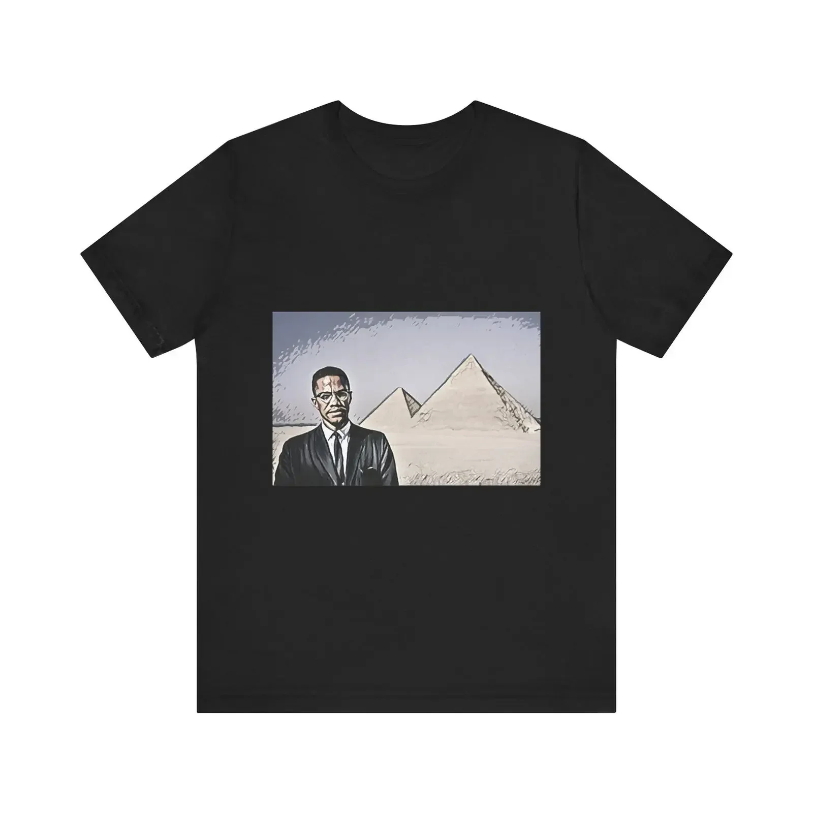 Malcolm X Egypt  T Shirt Print Crewneck NEW vintage Washed Casual Top For Everyday Wear designer clothes streetwear Slightly