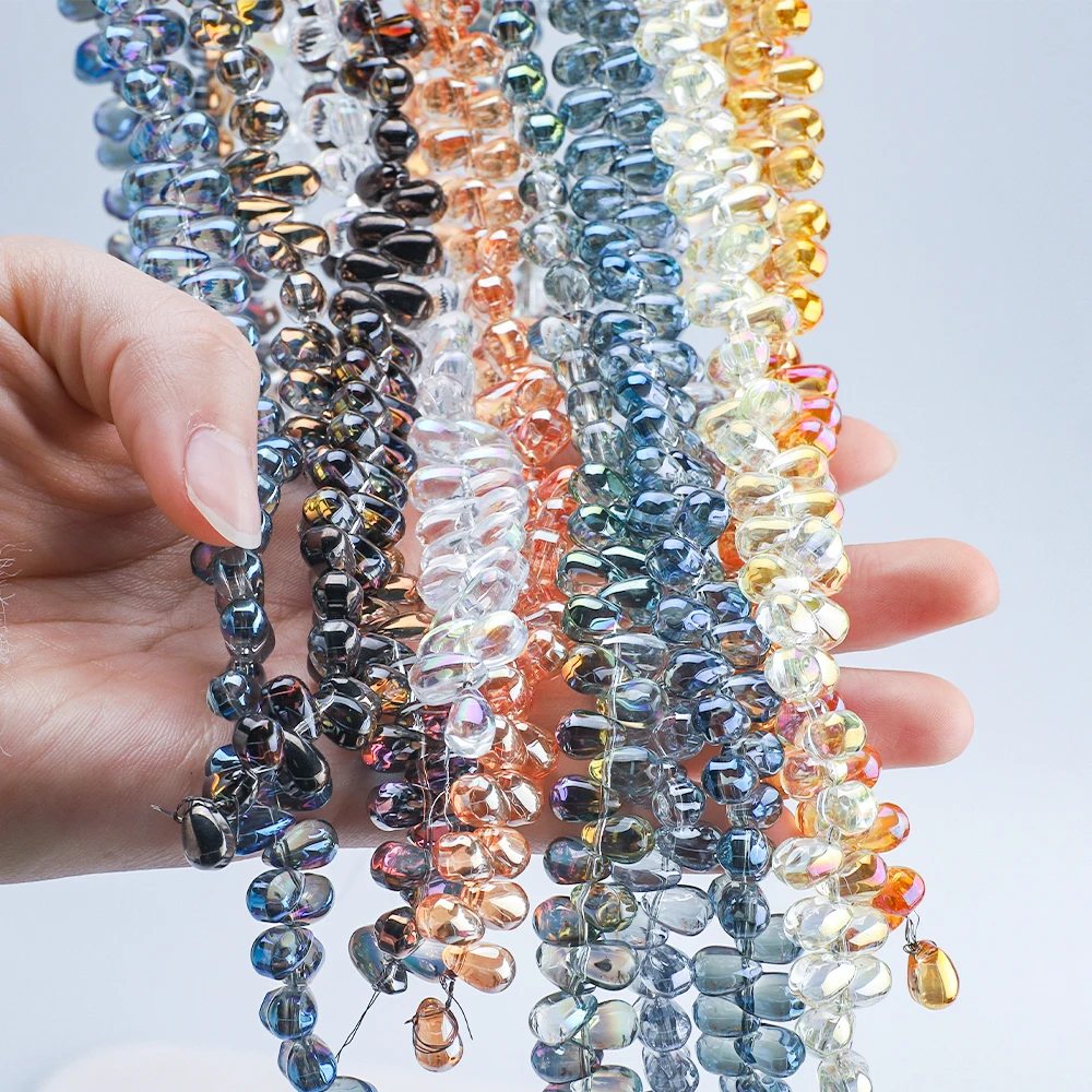 95Pcs/Lot 6x9mm Smooth Crystal Glass Teardrop Spacer Beads For Jewelry Making DIY Needlework Bracelet Earing Hairpin Accessories