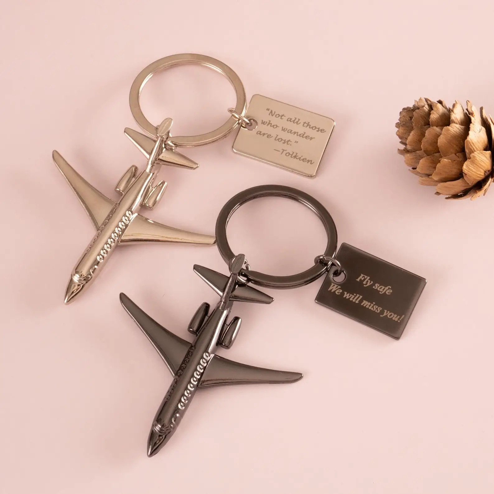 Custom Engraved Airplane Keychain: Personalised Travel Gifts, Farewell Keepsake, New Beginnings Gift