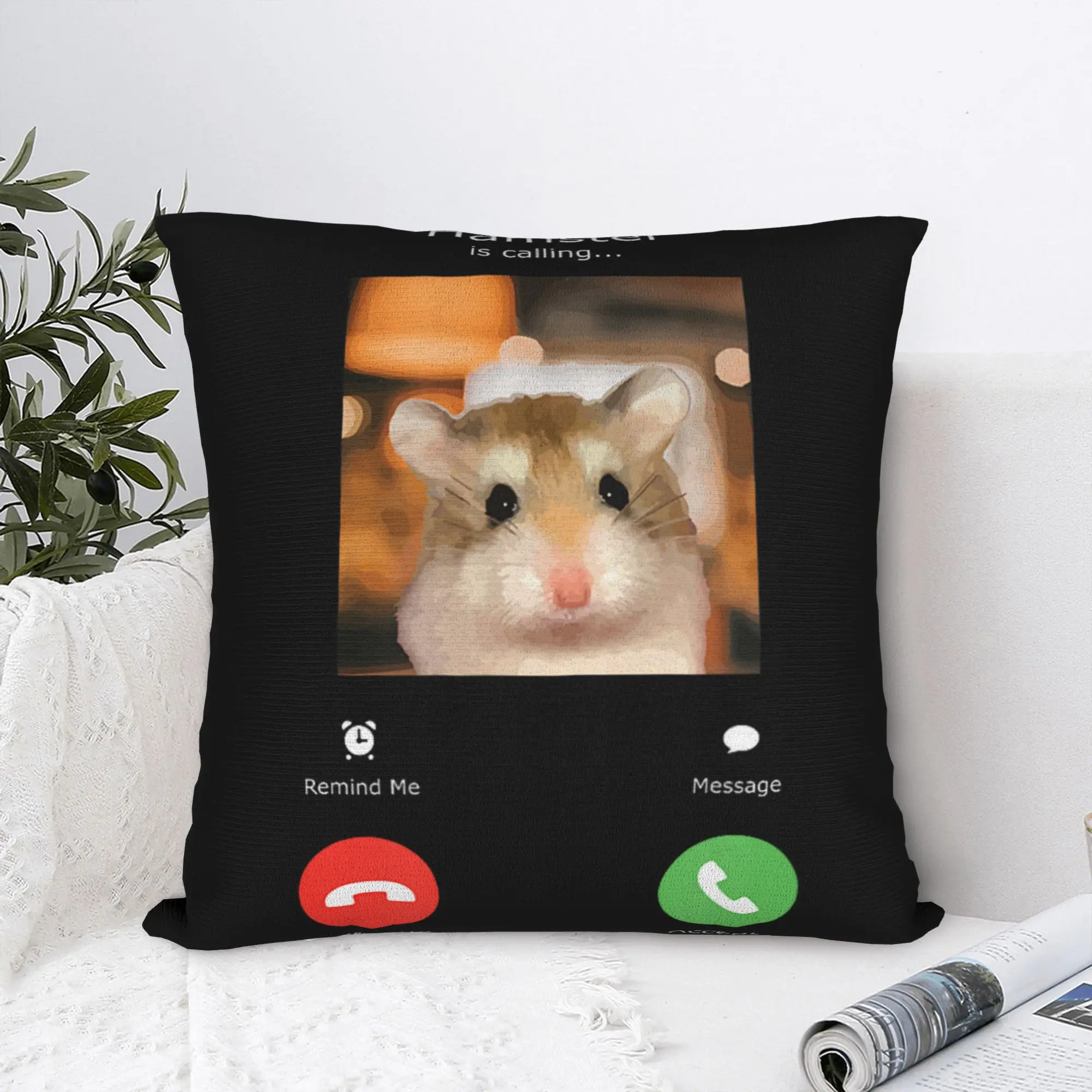 Hamster is Calling Lover Hamster Owner Phone Square Pillow Cases  Cushion Cover Decorative Throw Pillow Case Cover for Home 18