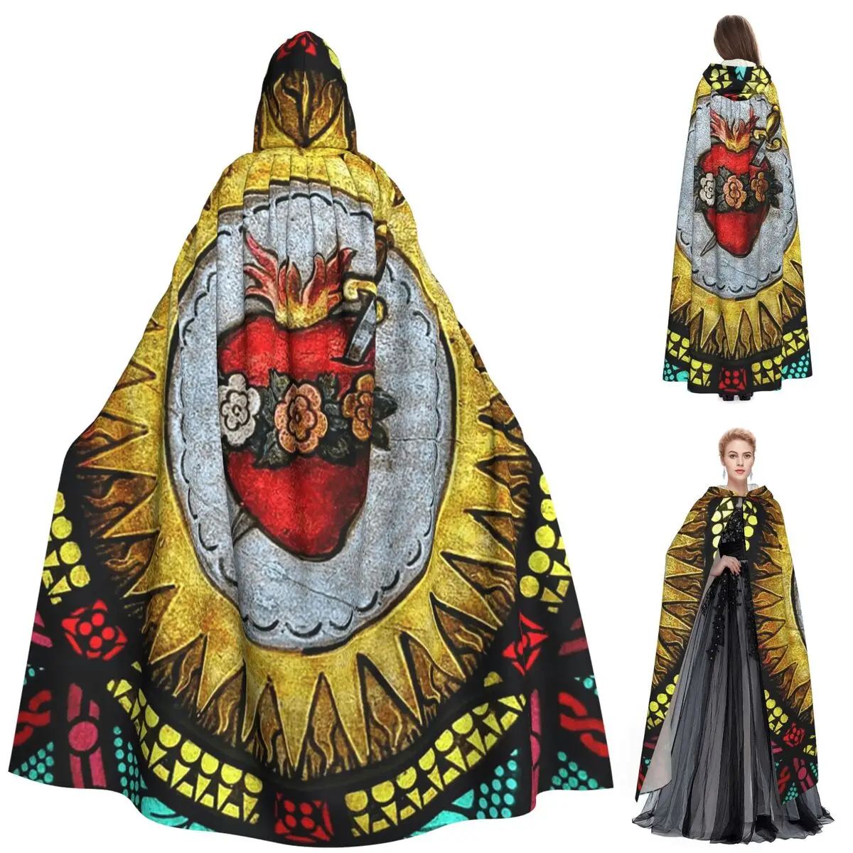 

Непослушное сердце Девы Марии, длинный плащ с капюшоном, ведьма, средневековый костюм, накидка для косплея, Хэллоуин, вампир, для взрослых, унисекс