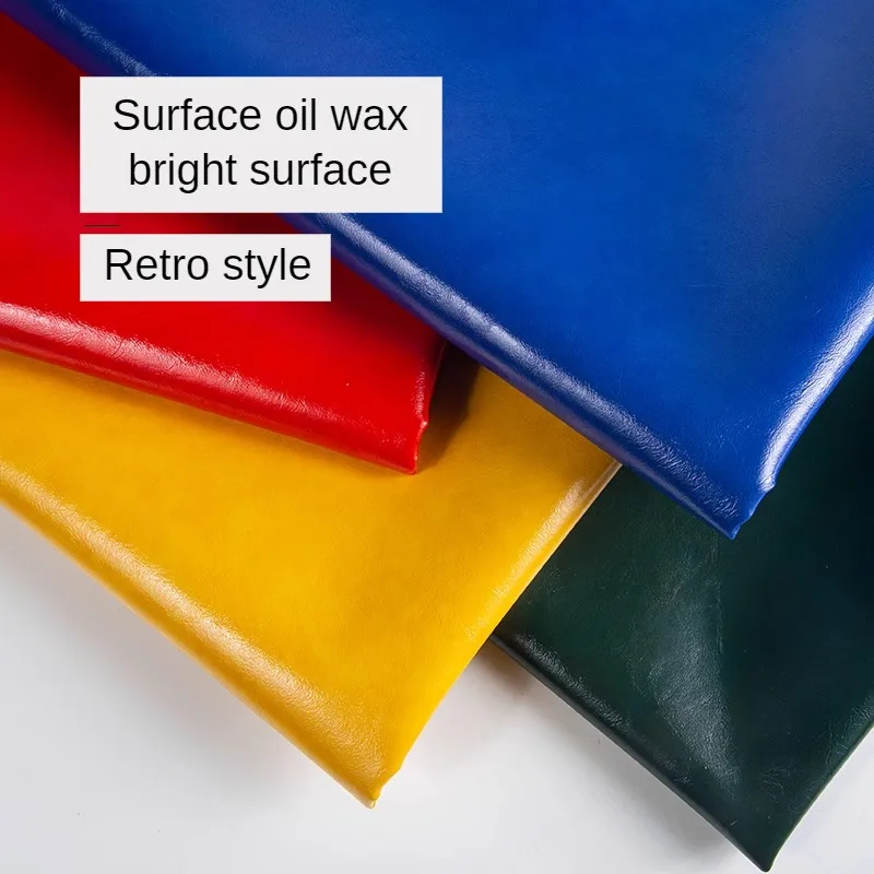 Glossy Oil Wax Fake Leather Fabric Per Meter for Upholstery DIY Sewing Retro Style High Quality Waterproof Sofa Cloth Soft Silky