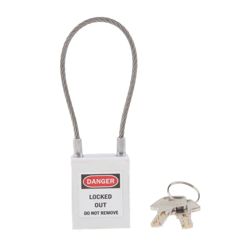 Bloqueio de isolamento de bloqueio de cadeado de segurança de cabo de aço inoxidável, 7 cores amarelas