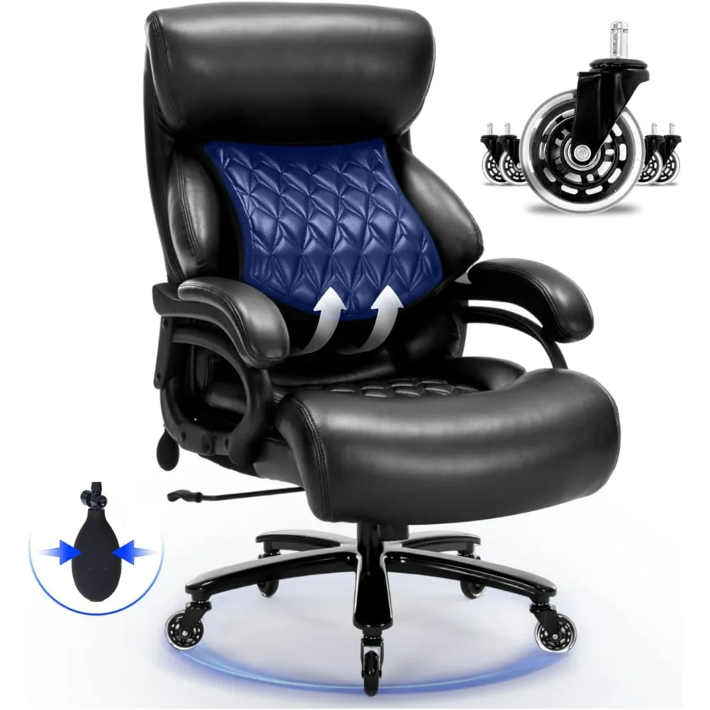 

600lbs Big and Tall Office Chair with Flip up Armrest, Ergonomic Lumbar Support, Executive Office Chair with Quiet Rubber Wheel