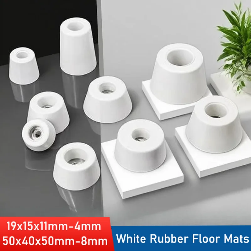4Pcs White Rubber Feet Pads Anti-Slip Vibration Dampening Cushions for Furniture & Machine Equipment 19-50mm Size 4-9 Holes