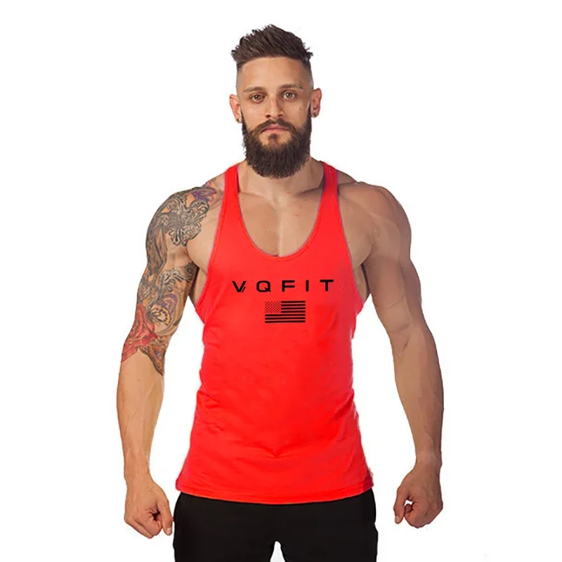 Summer Men Breathable Cotton Sleeveless  Y Back Gym Workout Muscle Vests Bodybuilding Tank Tops Fitness Sport Clothing T-Shirt