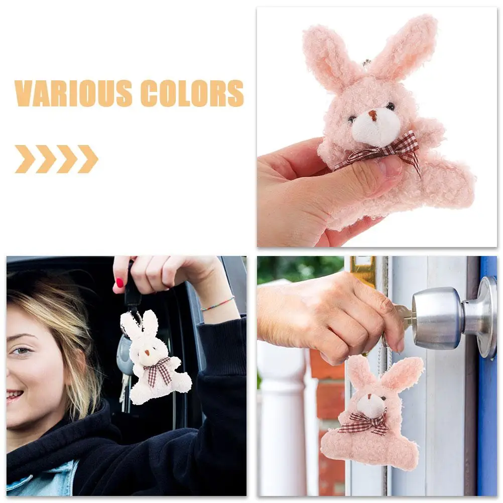 8 Pcs Mini Pendant Rabbit Keychian Bunny Cartoon Key Kids Easter Soft Rabbit Key Gifts Mini