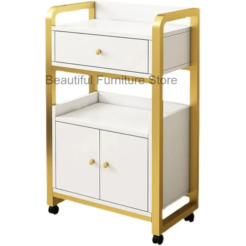 Beauty Salon Tool Cart Light Luxury Golden Salon Trolleys Creative Salon Furniture Room Rack Home Multi-layer Storage Cabinets