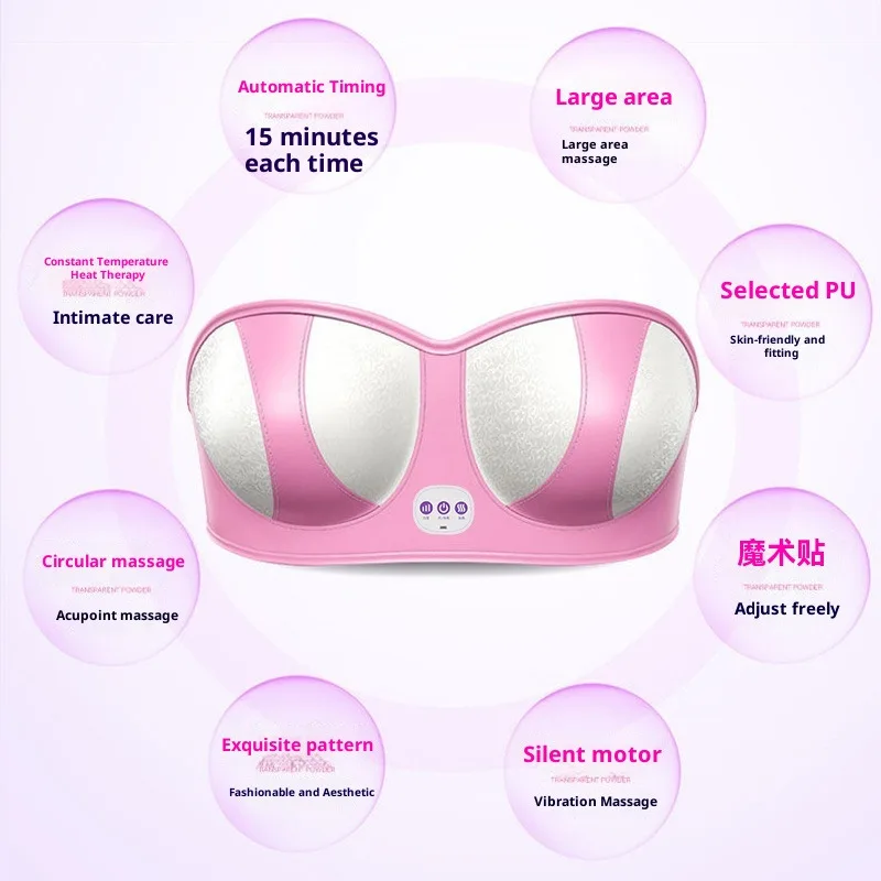 

Электрический беспроводной зарядный массажер для груди с вибрационной тепловой терапией для массажа груди, устройство для увеличения груди для домашнего использования