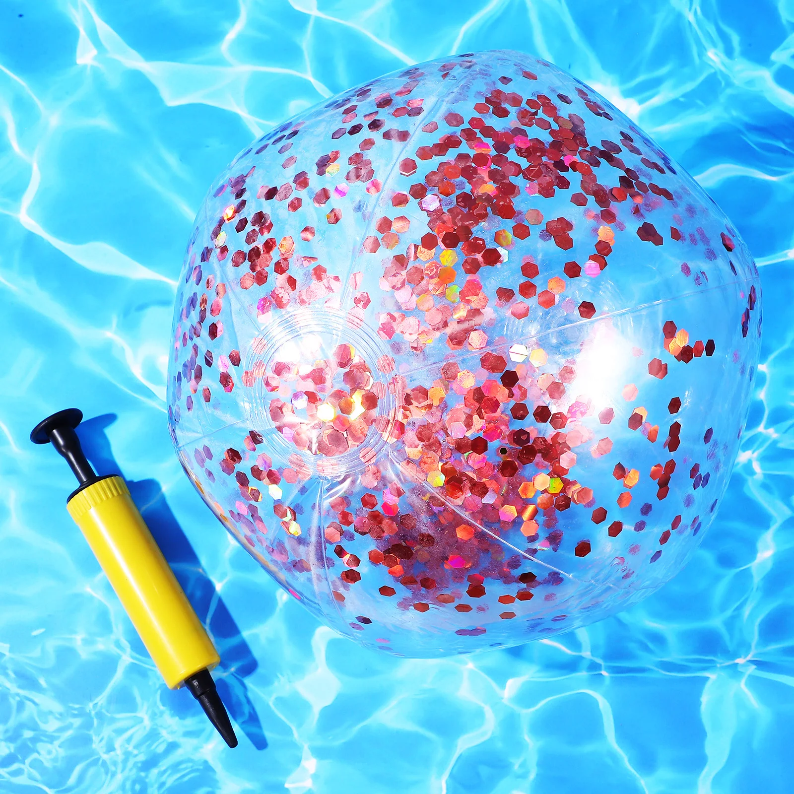 

Sequin Glitter PVC Beach Ball 40cm Gold Inflatable Kids Pool Fun Reusable Inflate Deflate Storage Portable Gym Class