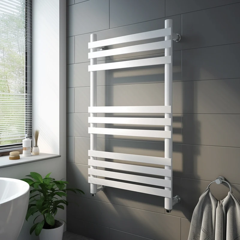 White Thermostat Spa Steel Towel Heater Radiator Rail Electric Heated Towel Warmer Rack