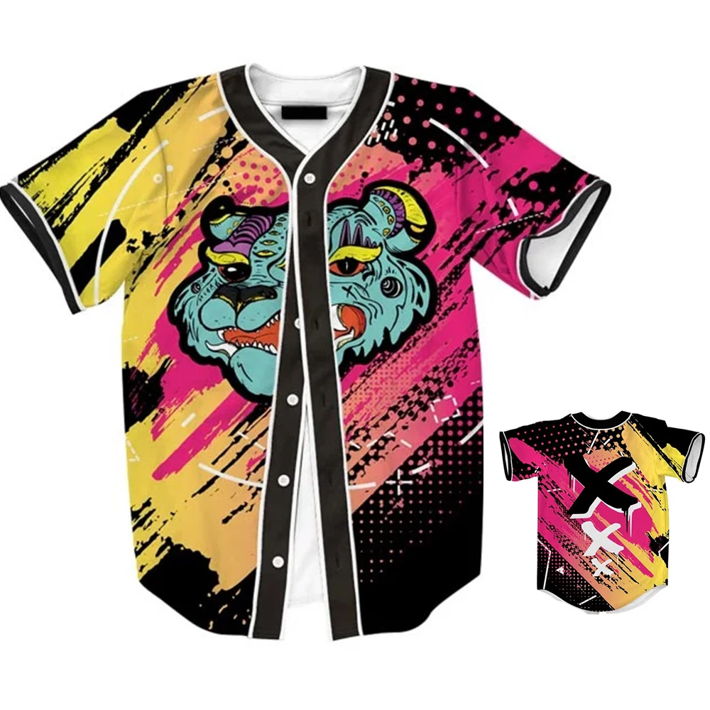 Camiseta con estampado de béisbol 3d de animales, camisa de manga corta de estilo básico Simple, ligera e informal, MB27