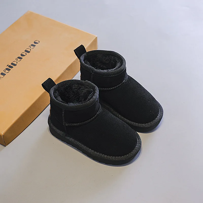 Crianças botas de neve para meninos meninas médio grande crianças outono inverno quente térmico grosso botas de pelúcia 2024 novo clássico