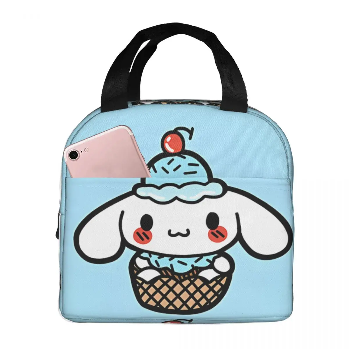 

Всесезонная сумка для хранения, Cinnamoroll, мороженое, плюшевый герметичный изолированный Sanrio для работы, коробка для бенто для женщин, мужчин, взрослых