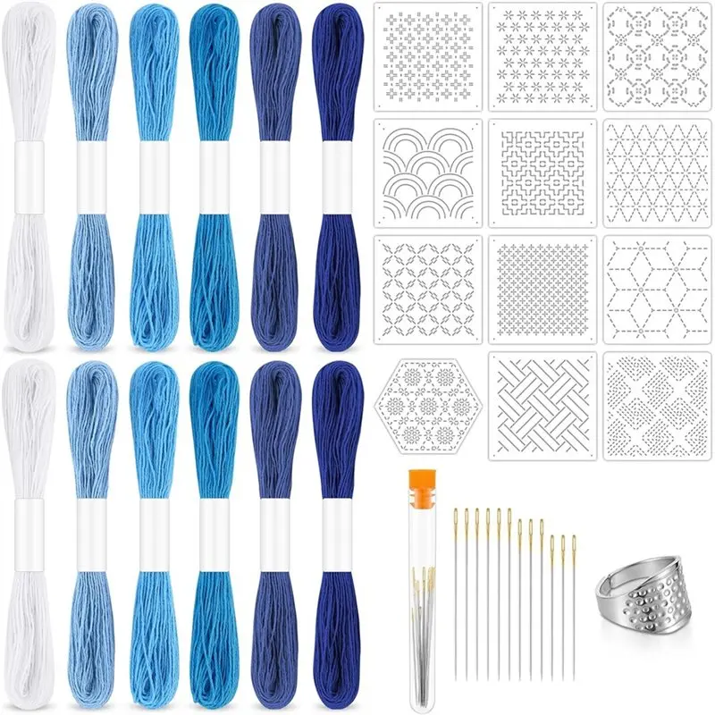

Thread Kit 37 Pcs Cotton Thimble Pattern Embroidery Projects For Sewing Hand Quilting Mending Supplies