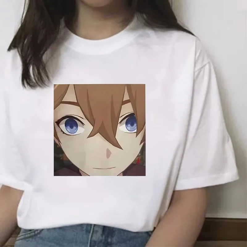 

Anime Women T-shirt Face Meme Oversize T Shirt Short Sleeve Impact Game Clothes O Neck Tops Graphic Camiseta Streetwear Y2k Tee