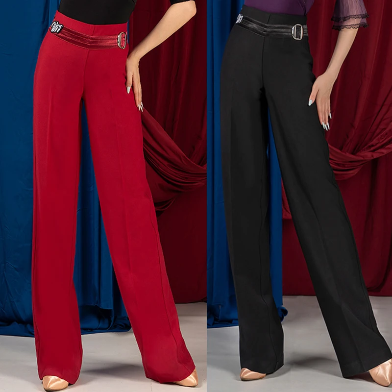 Adults Modern Dancing Trousers Women'S Waltz Ballroom Dance Pants Female Samba Rumba Tango Latin Dance Pants Pratice Wear 10921