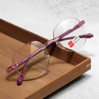 New Fashion Reading Glasses Men Women Vintage Anti Blue Light Presbyopic Eyeglasses Round Rimless Eyewear +1.0+1.5+2.0+2.5 +4.0