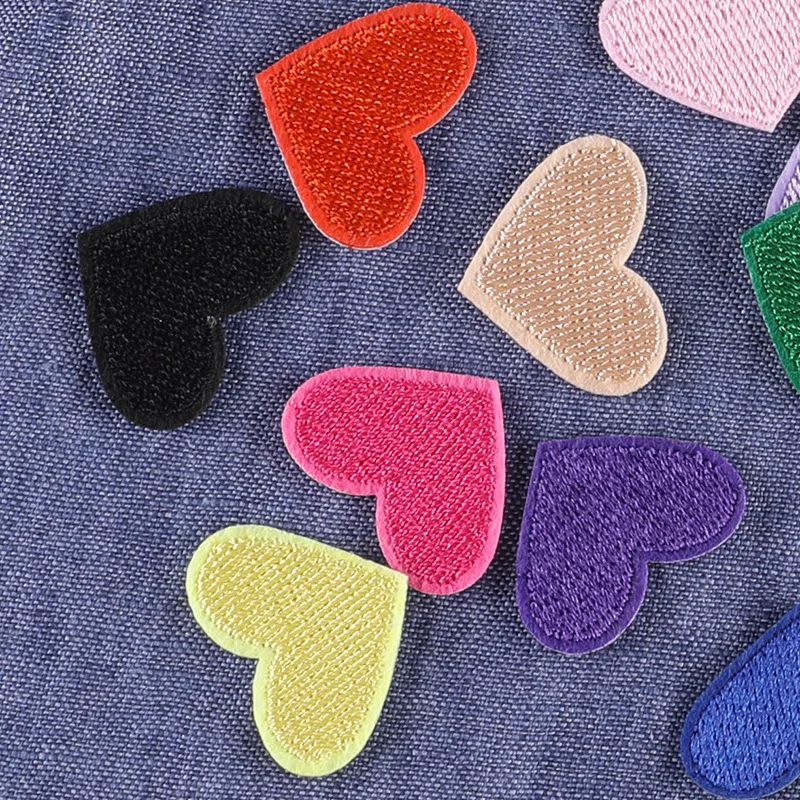 20pcs Heart Shape Patches Applique Color Sew On Embroidery For DIY T-Shirt Iron On Clothes Jeans Stickers Hats Backpacks Patches