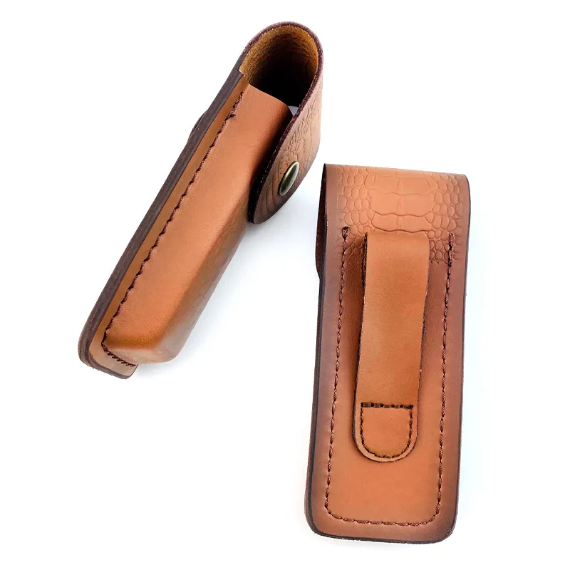 134MM Inner Length Folding Knife Cowhide Scabbard Cow Leather Sheath Swiss Army Knives Pliers Tools Cover Pouch Storage Bag