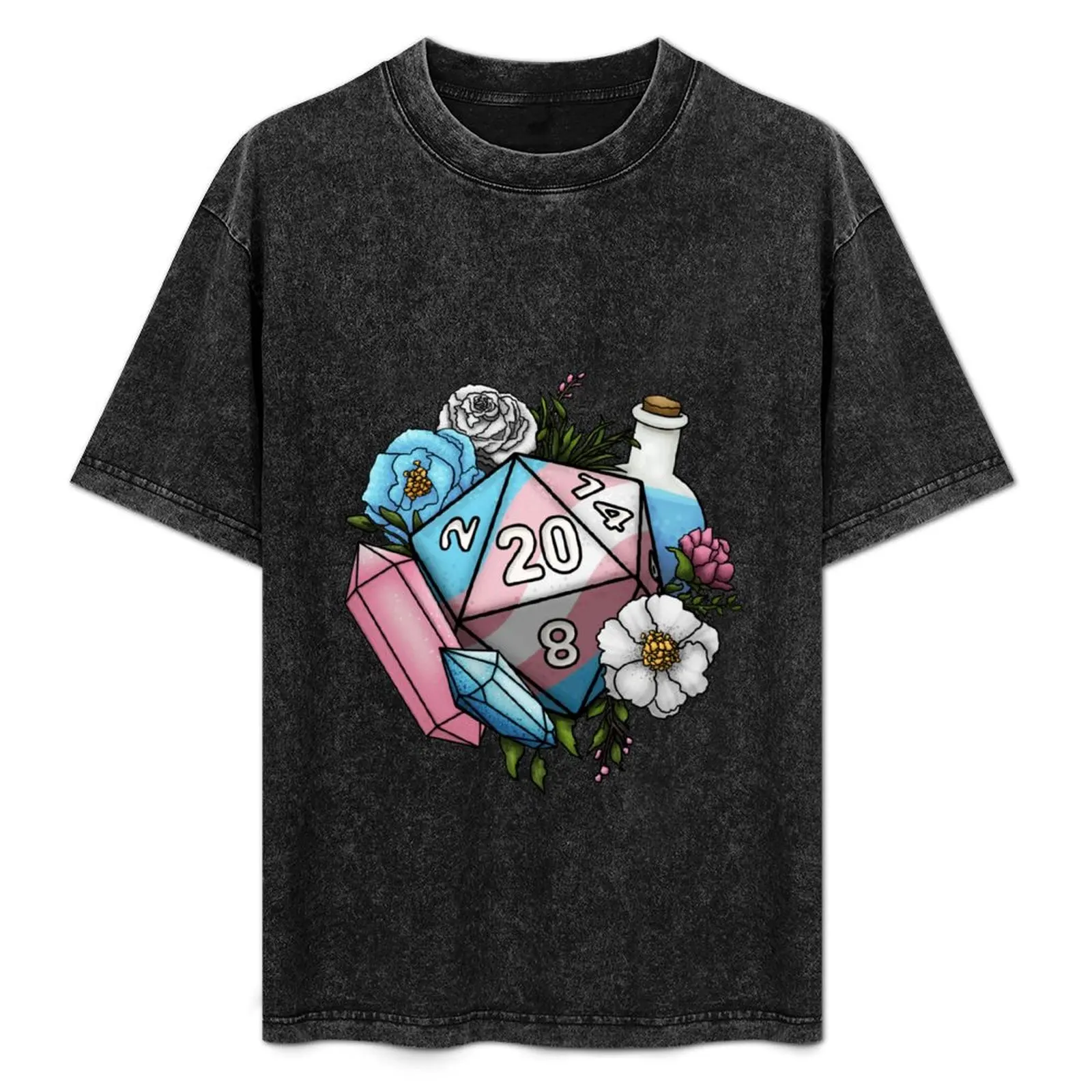 Pride Transgender D20 Tabletop RPG Gaming Dice T-Shirt Casual All Match Short Sleeve T-Shirt