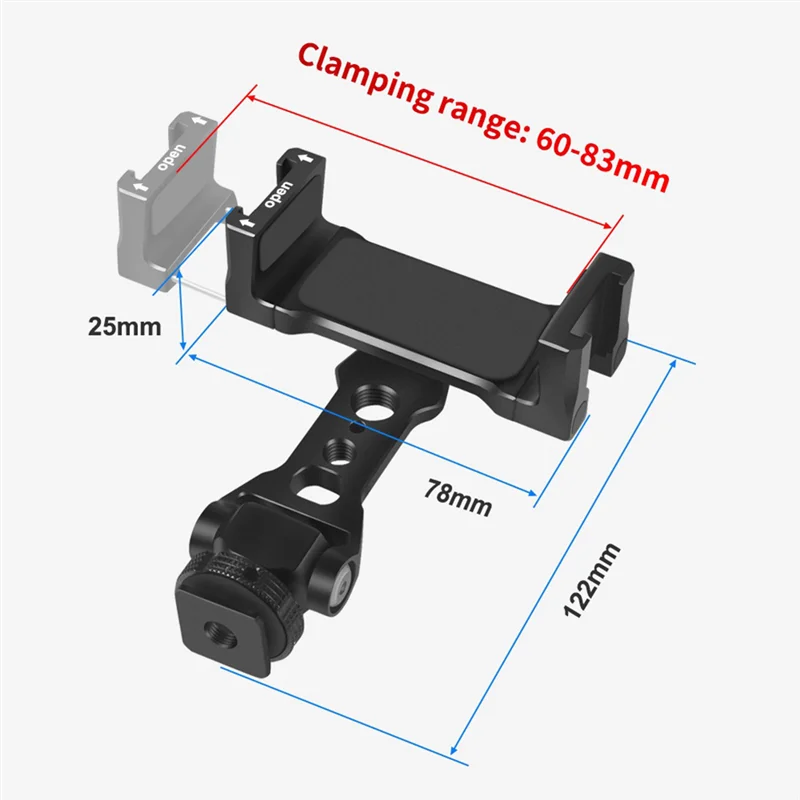 1 conjunto multifuncional bota fria boca rotativa clipe de telefone horizontal vertical câmera monitor suporte do telefone preto