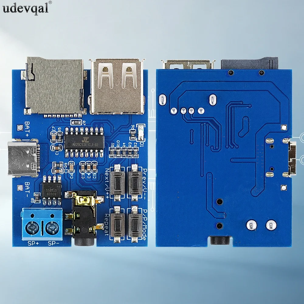 MP3 Lossless Decoder Board Built-in Power Amplifier with Type-C Micro USB Interface Supports TF Card USB Flash Drive