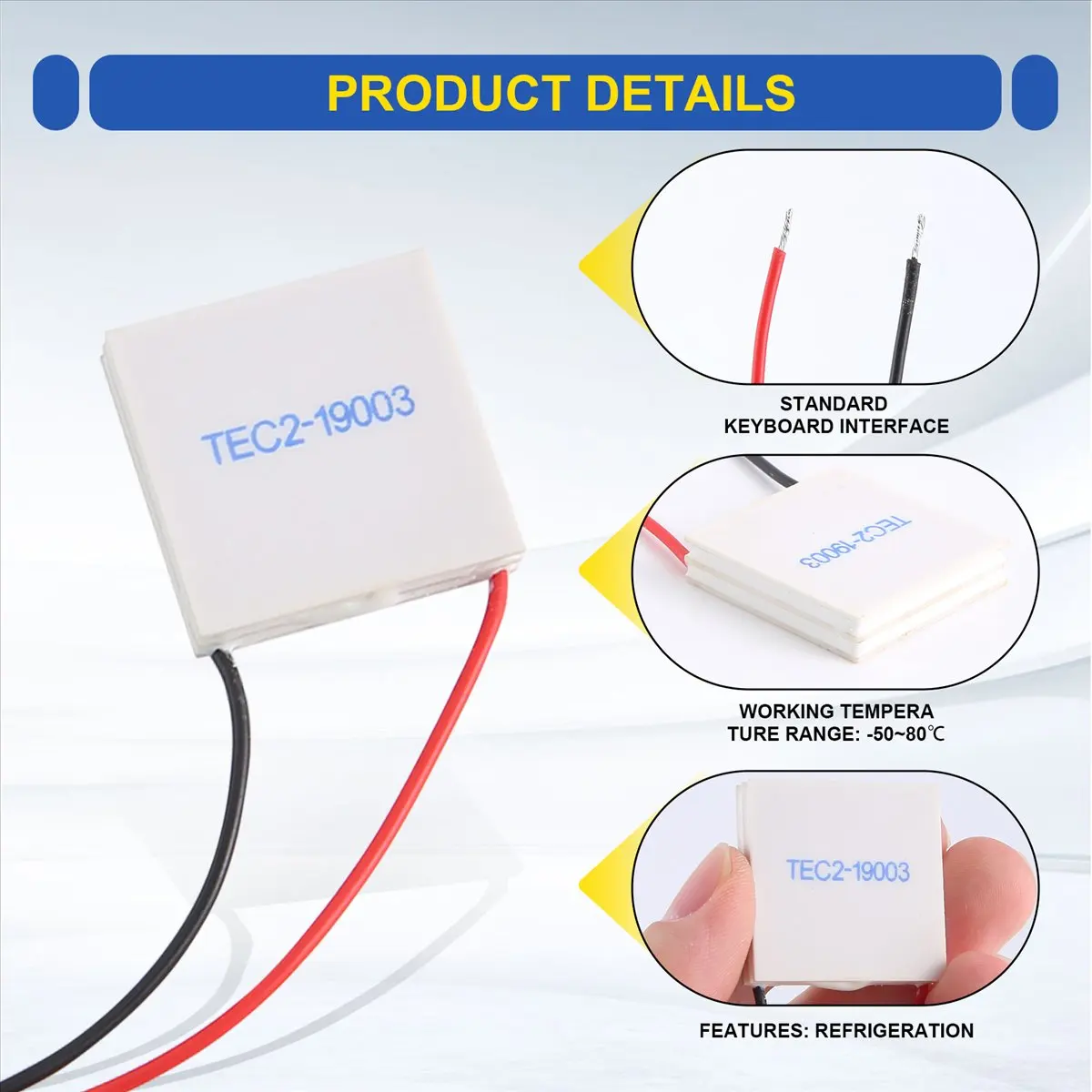 A49T TEC2-19003 Thermoelectric Cooler Peltier 30X30mm 19003 Double Elements Module Electronic Cooling Sheet